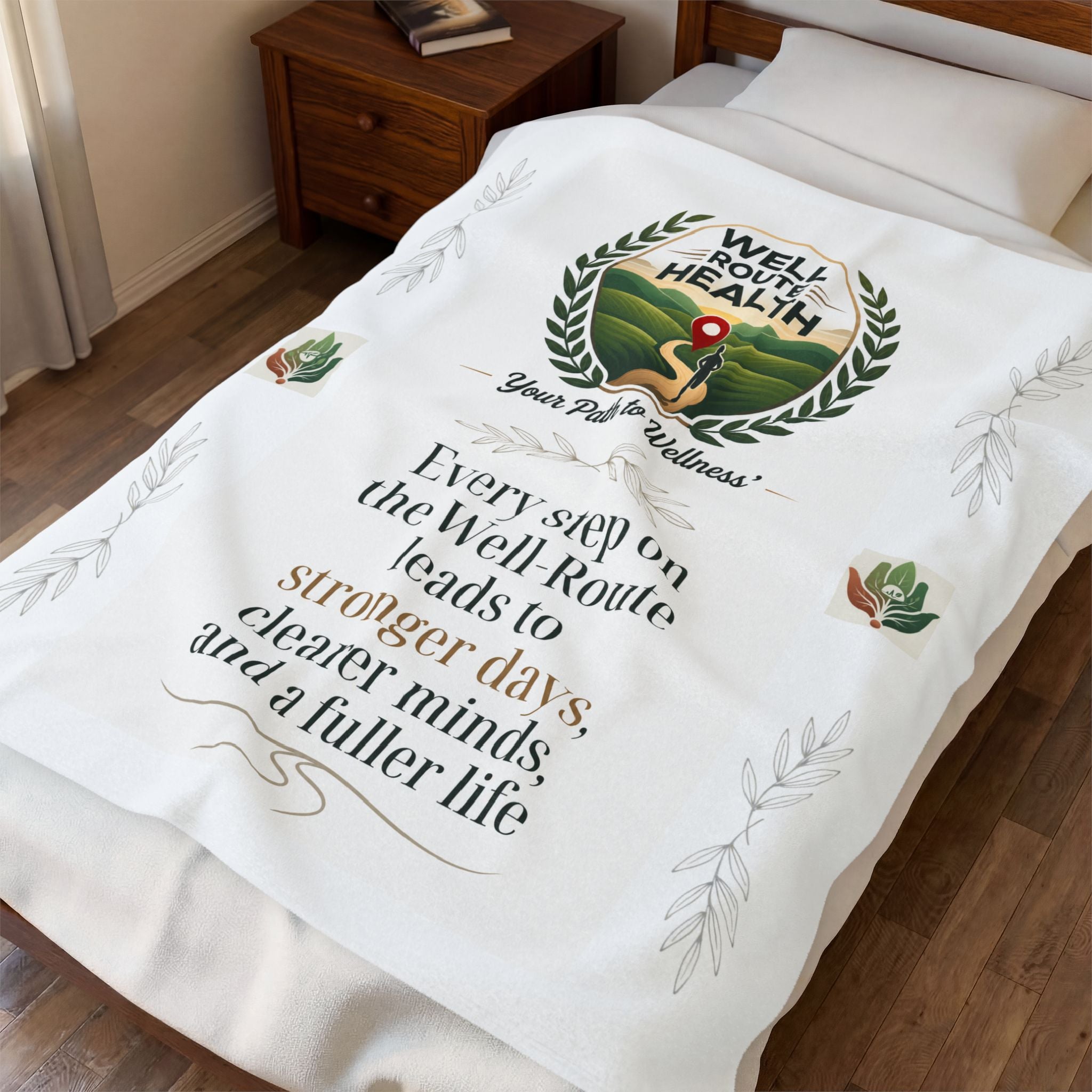 Well-Route Health Velveteen Plush Blanket — "Your Path to Wellness" Inspirational Throw
