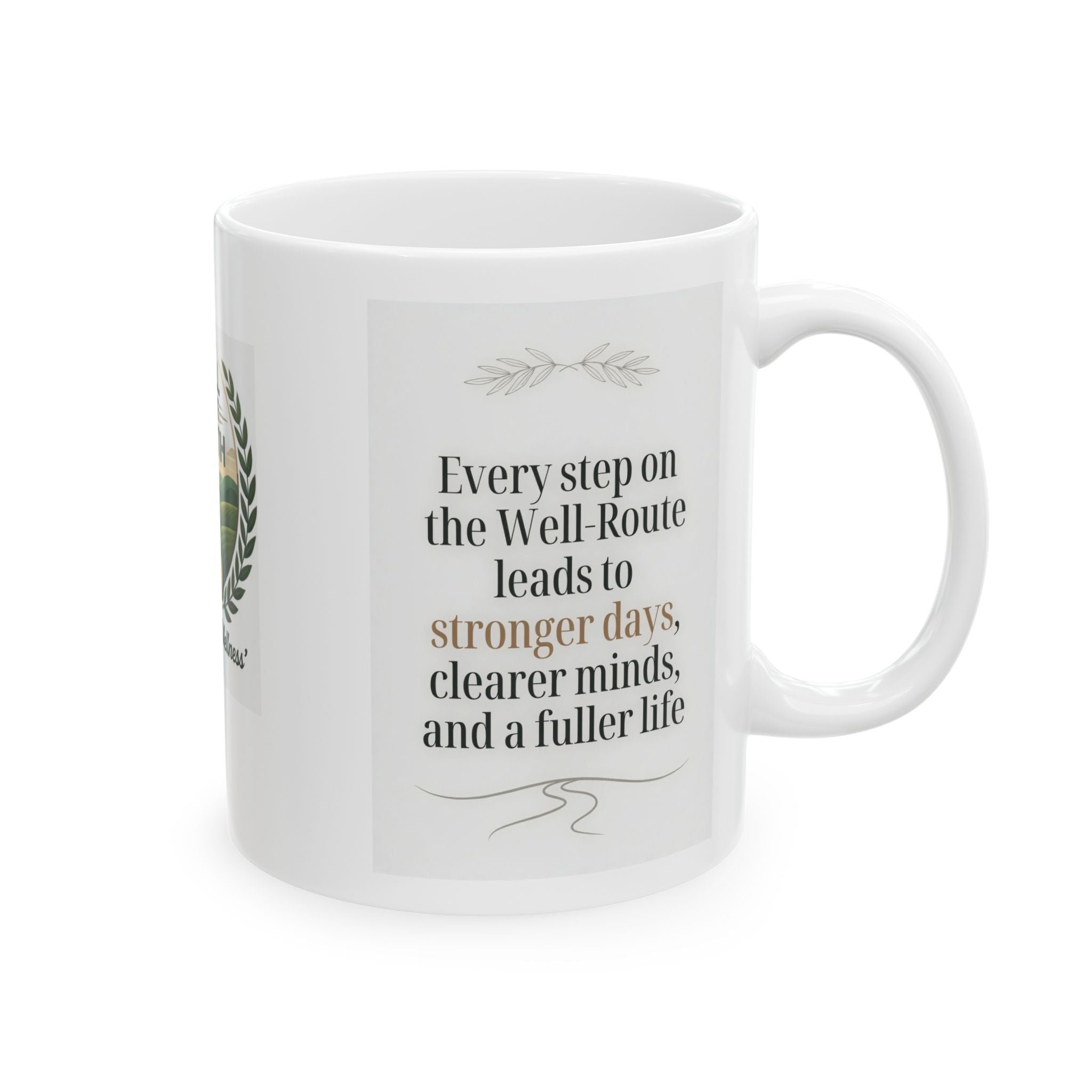 Well Route Health Ceramic Mug — "Your Path to Wellness" Inspirational Coffee Cup (11oz/15oz)